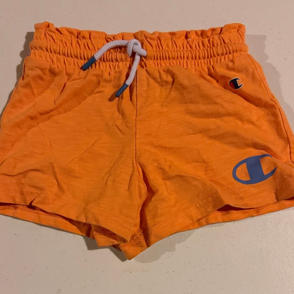 Champion Orange Athletic Shorts with Blue Logo